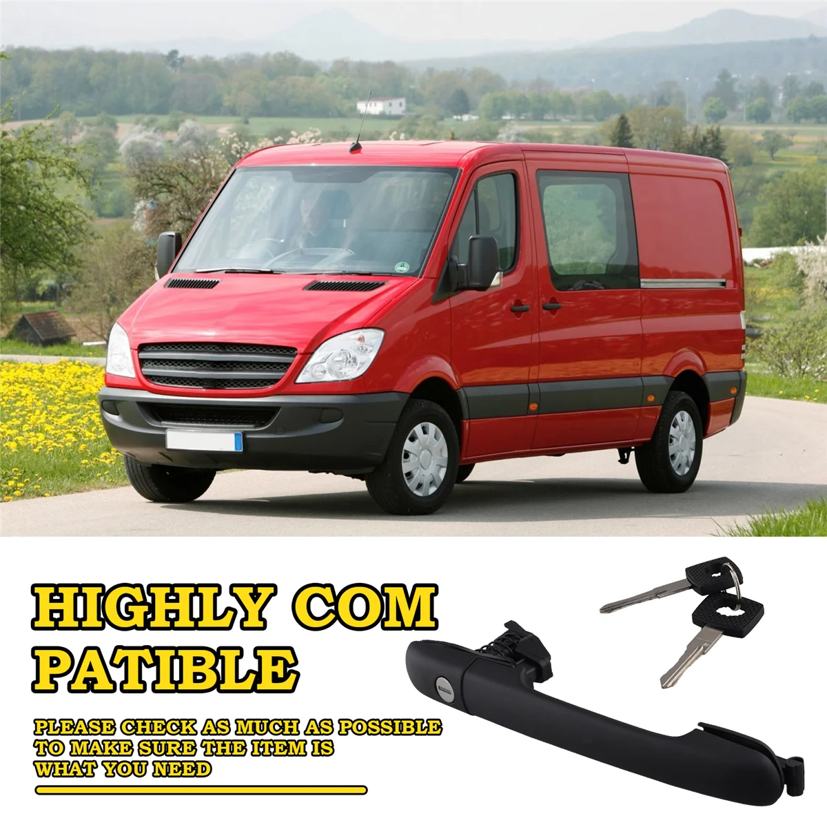 0007601359 Door Handle with Lock Barrel for Mercedes Sprinter 2-T Box 901 902 1995-2006 view 6