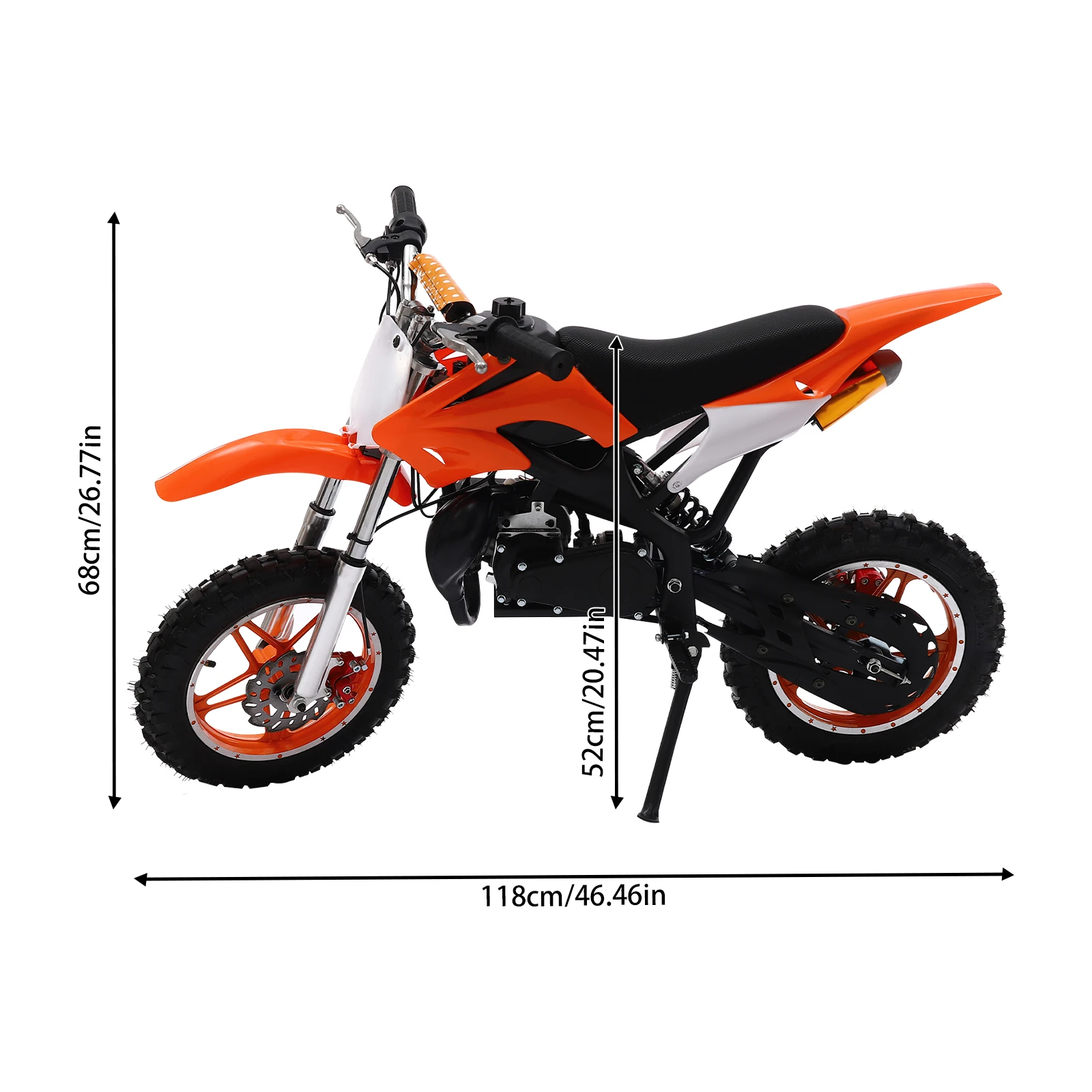 10inch 2-Stroke Orange Children's Off-Road Vehicle 49cc Dirt Bike for 6-16 Years Old 220.46 Lbs Children