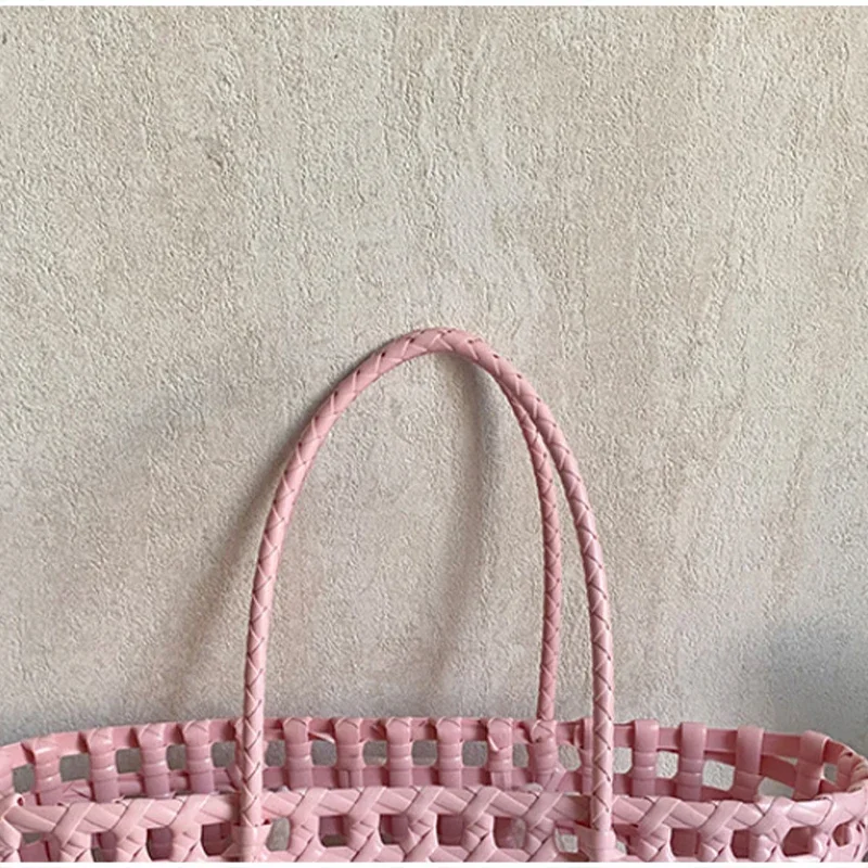 Koreanische Hohlgeflochtene Schleifen-Handtasche, Süße Einfarbige Gemüsekorb-Tasche, Lässige Vielseitige Schultertasche mit Großer Kapazität, Neu – Detail 15