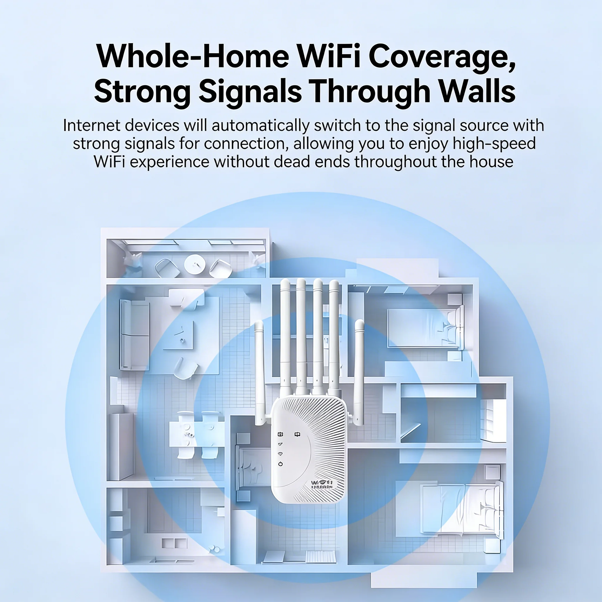1200Mbps Dual‑Band Wifi Range Extender 2.4G 5G Wireless Signal Booster Repeater For Home Network Expansion