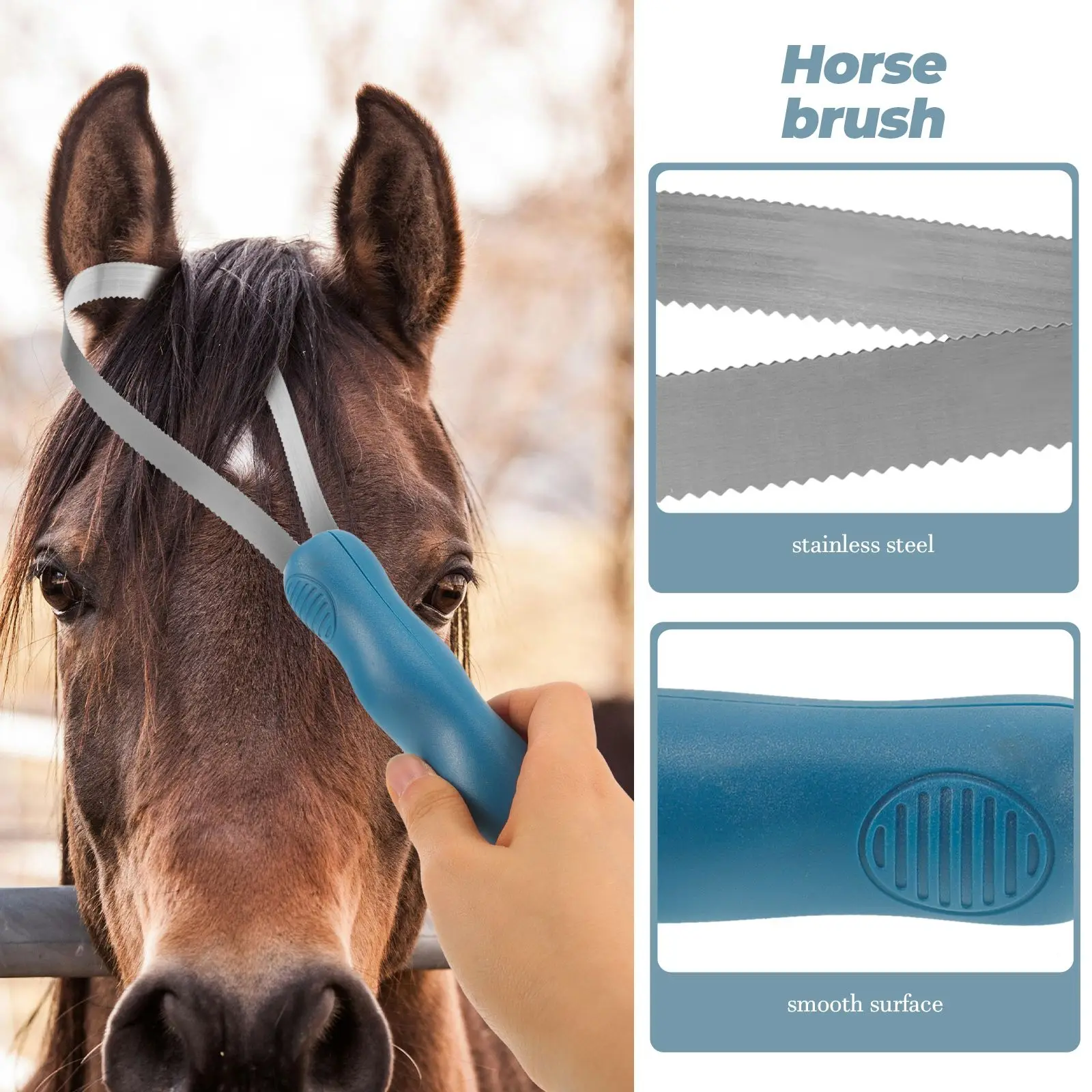 

Shedding Blade Brush Stainless Steel Blade Horse Shedding Tool Serrated Shed Blade Scraper Pet Hair Brush Horse Grooming Scraper