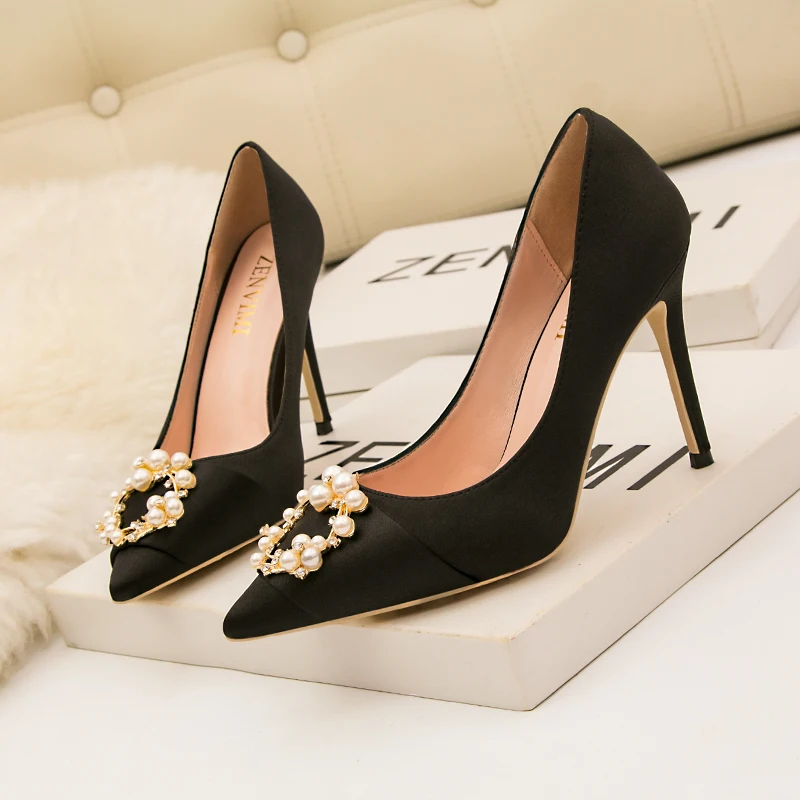 2023 Spring Luxury Women Glitter Rhinestone Thin High Heels Pumps Spell color Crystal Cinderella Wedding Shoes Plus Size