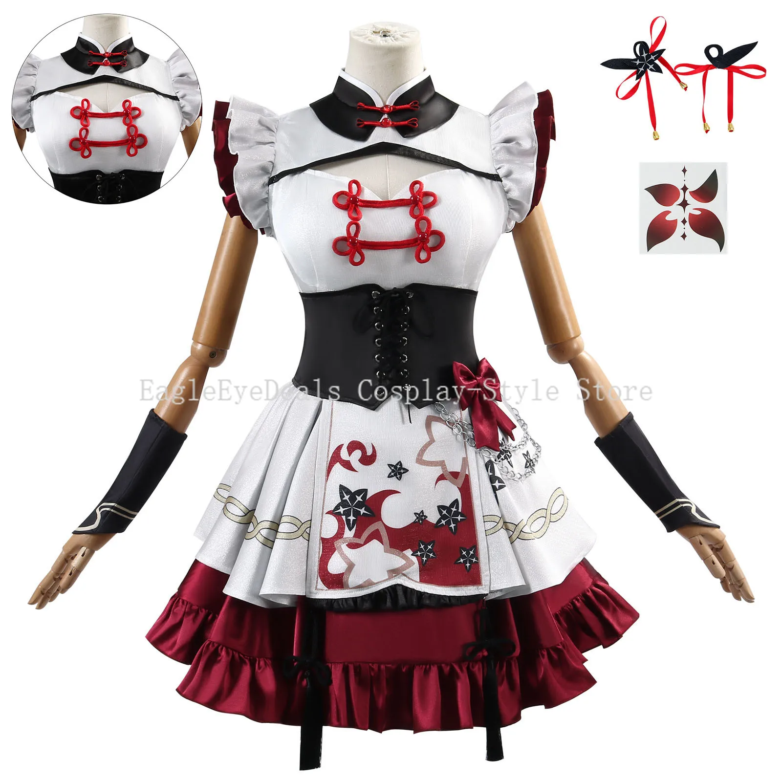 Wuthering Waves Camellya Chun Cosplay Costume Complete Set  Halloween Party Joyous occasion Wig Stockings Chinese style Outfit