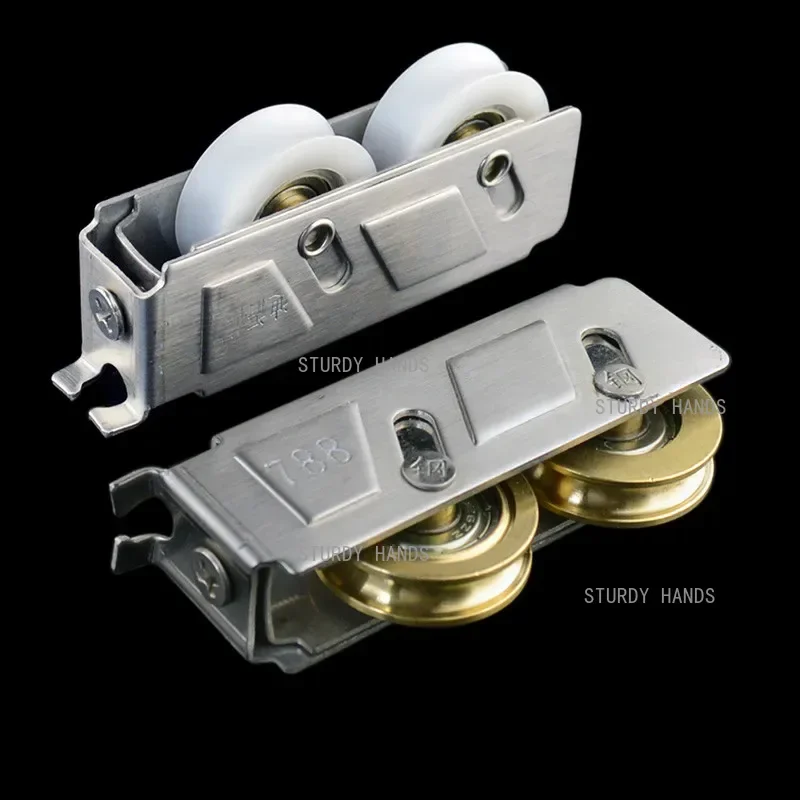 2pcs/lot Panning Cupboard Door Stainless Steel Double Wheel Roller Sliding Doors Windows Sliding Track Pulley Furniture Hardware