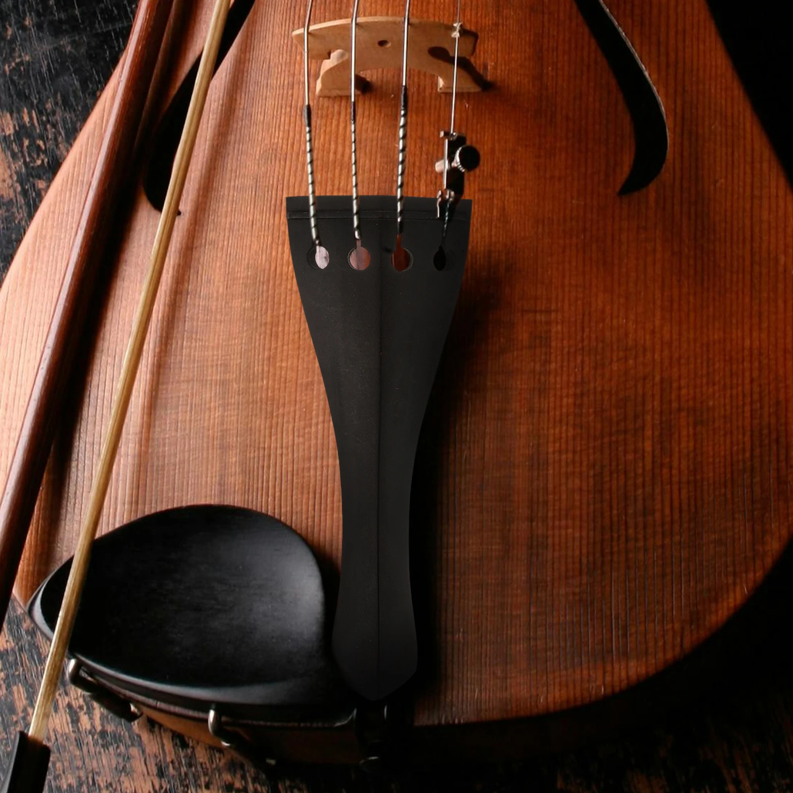 

Fingerboard Wooden Pull-in Tailpiece Full Size Violin Accessories Replacement Black