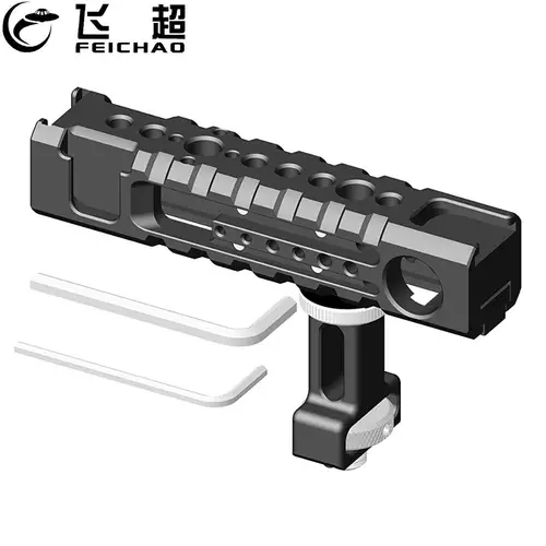 Empuñadura superior Universal para cámara DSLR, jaula con tornillo Arri 3/8 y 4 soportes de zapata fría para micrófonos de luces LED