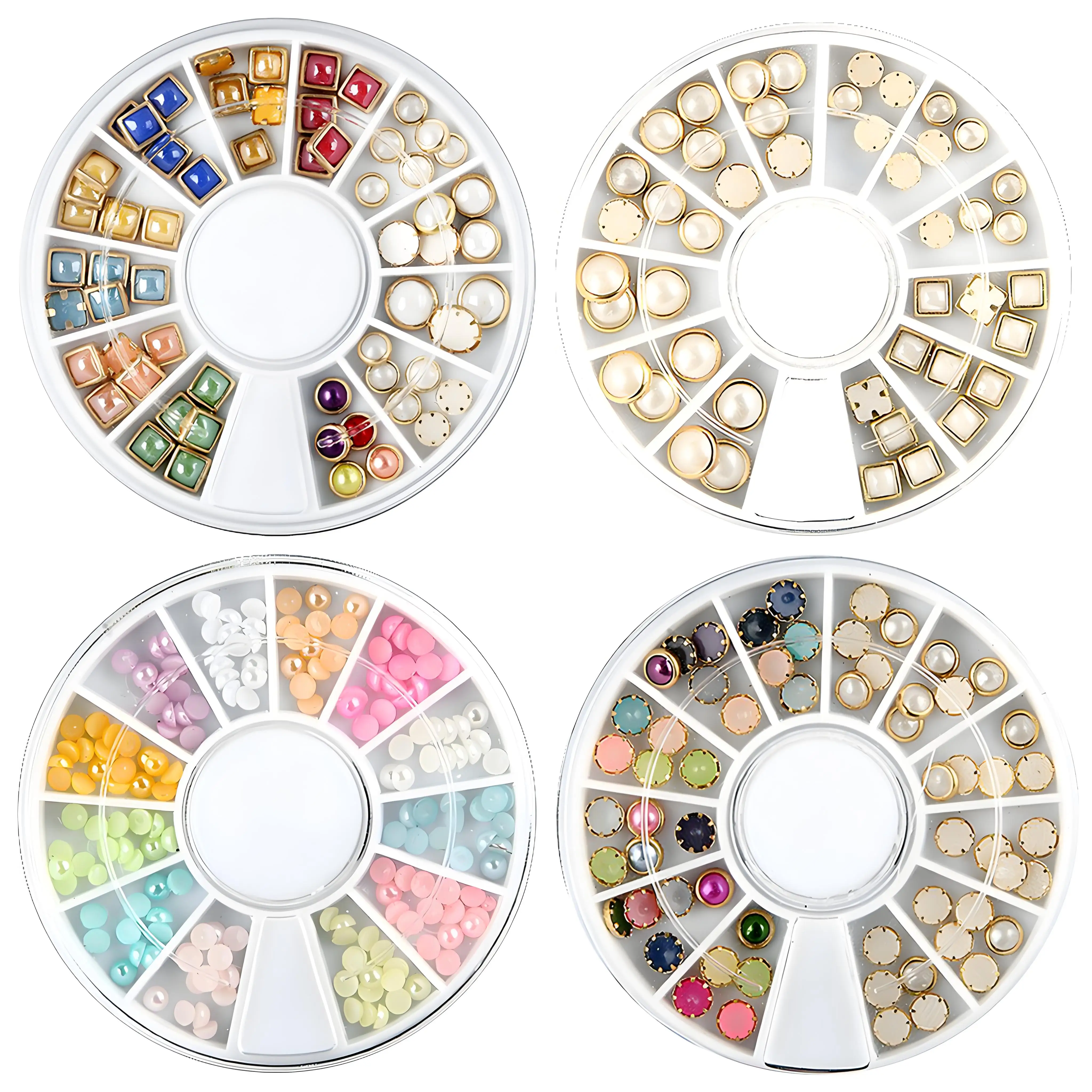 

1 Wheel Flatback 3D Acrylic Nail Art Framed Pearl Charms Parts For Manicure Decor Nails Decoration Accessories Supplies Material