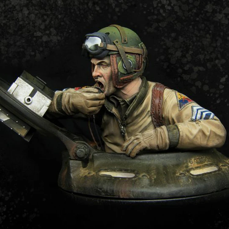 1/9 U.S. Sherman Commander, Normandy 1944, Resin Model Bust GK, soldiers, Unassembled and unpainted kit