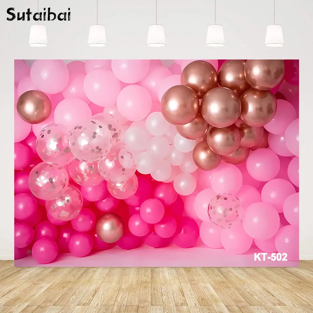 

Newborn Baby 1st Birthday Backdrop Cake Smash Girl White Pink Balloons Room Interior Photography Background Props