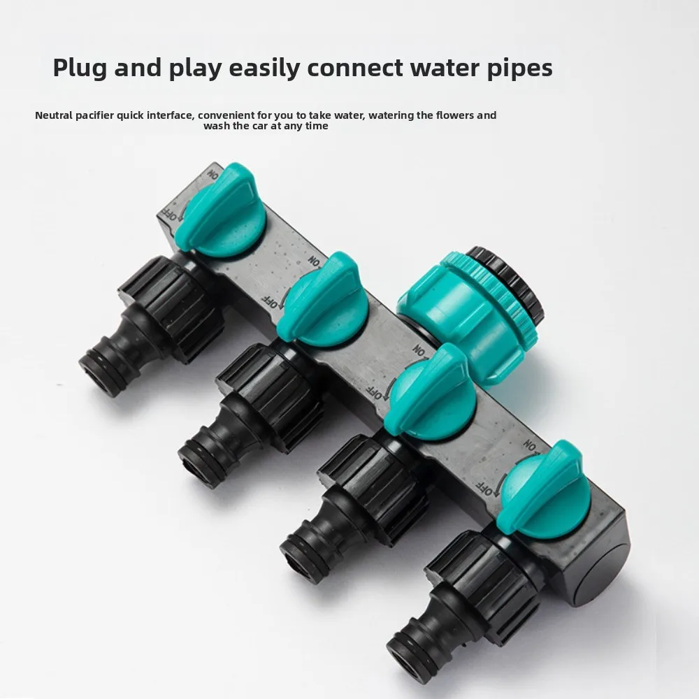 

1 шт. 4-контактный разветвитель шланга с 4 переключателями | Легкий пластик для полива открытом воздухе,