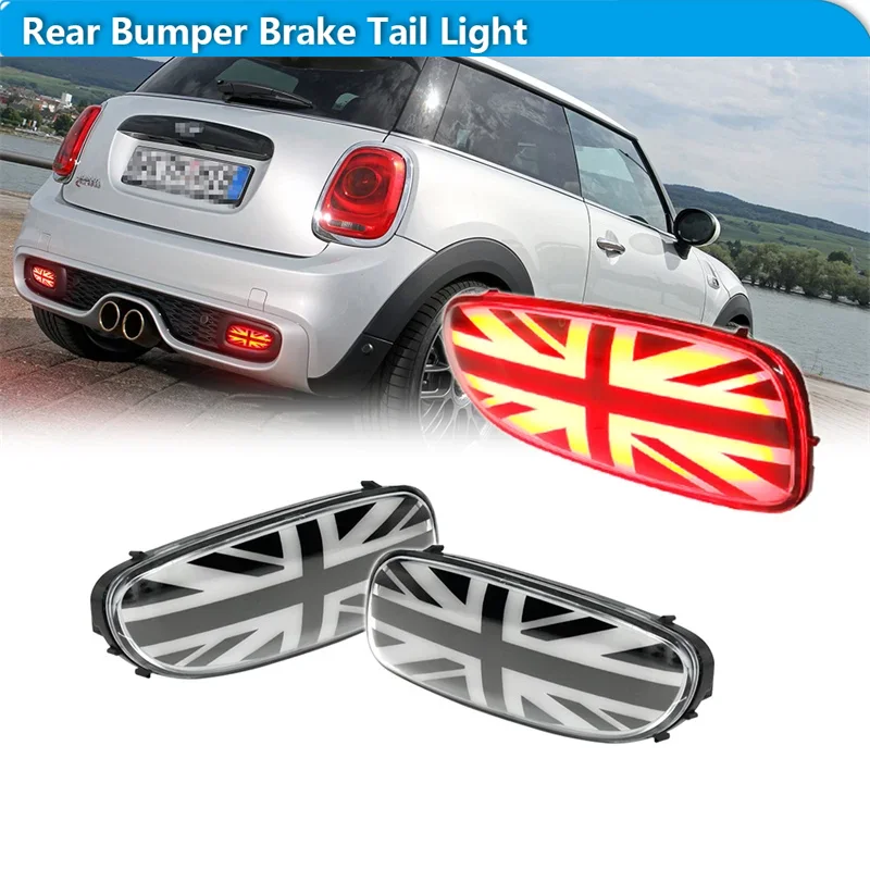 For MINI Cooper JCW R56 R57 R58 R59 Union Jack Design Red LED Car Rear Bumper Reflector Running Lights Rear Fog Lights 12V