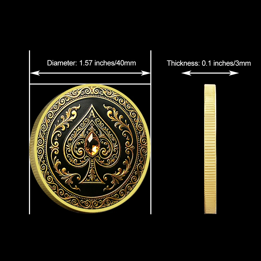 Vintage Ace of Spades Poker Challenge Coin Playing Cards Casino Lucky Collectible Commemorative Medal Novelty Gift for Men