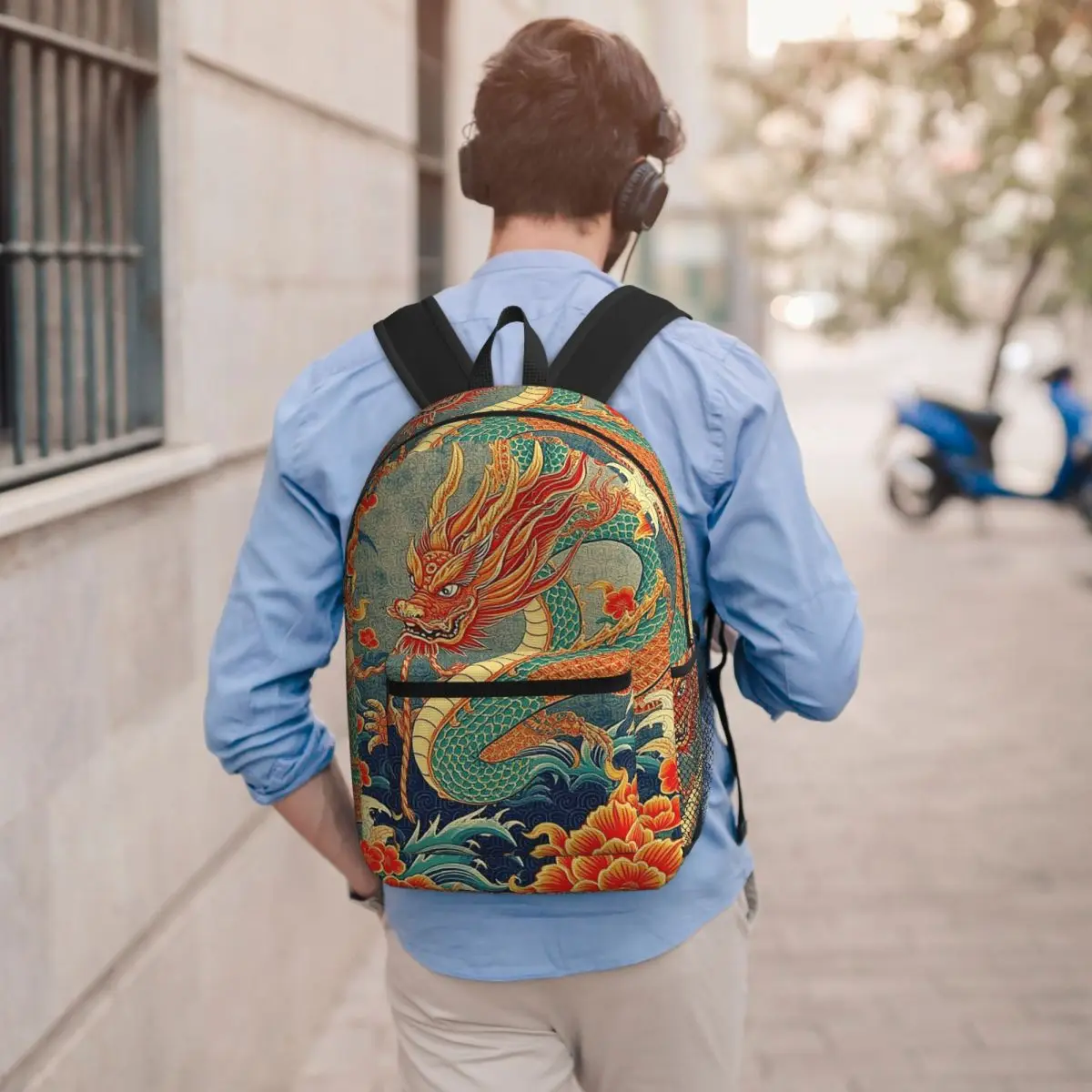 Chinese Dragon Asian Oriental Style Art Backpack Student BookBag Children School Bag Laptop Shoulder Bags for Men Women