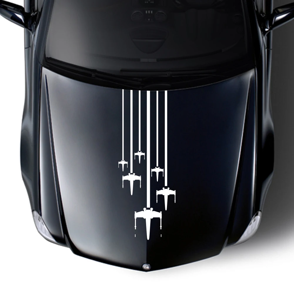 Car Hood Bonnet Engine Sticker X-Wing Destroyer Ship Falcon Wars Tie Fighters Auto Vehicle Battle Empire Vinyl Film Decal Decor