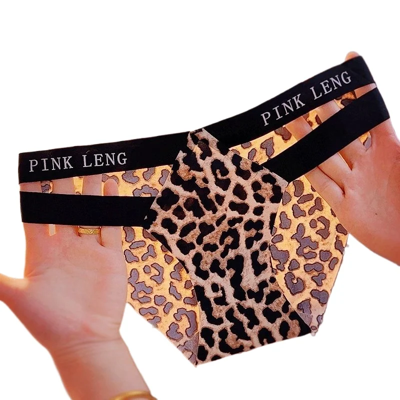 

Новое летнее кружевное бесшовное нижнее белье с леопардовым принтом, женские трусы из ледяного шелка с надписью, удобные и дышащие, быстросохнущие