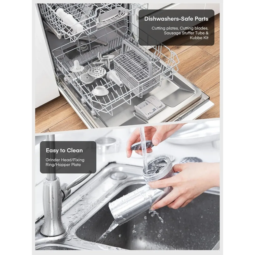 เครื่องบดเนื้อไฟฟ้า,เครื่องบดเนื้อสูงสุด 3200W สําหรับใช้ในบ้าน,เครื่องบดเนื้อสําหรับงานหนัก 3 ใน 1 พร้อมใบมีด 2 ใบและ 3 แผ่น,ไส้กรอก