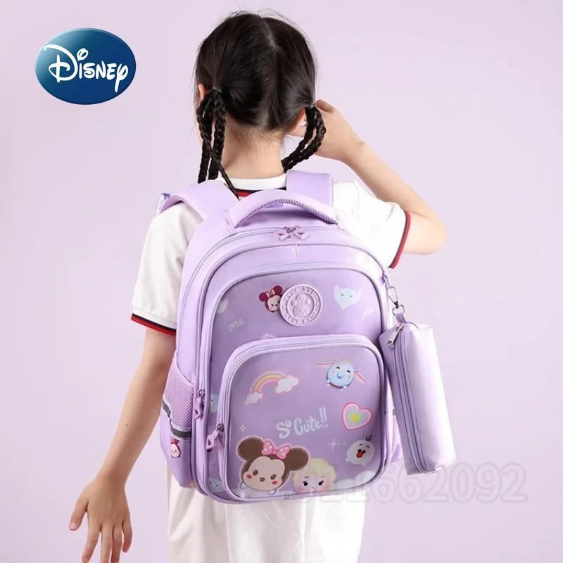 Disney Cartoon Minnie School Bag, mochila feminina, de alta qualidade, grande capacidade, casual, tendência da moda, novo