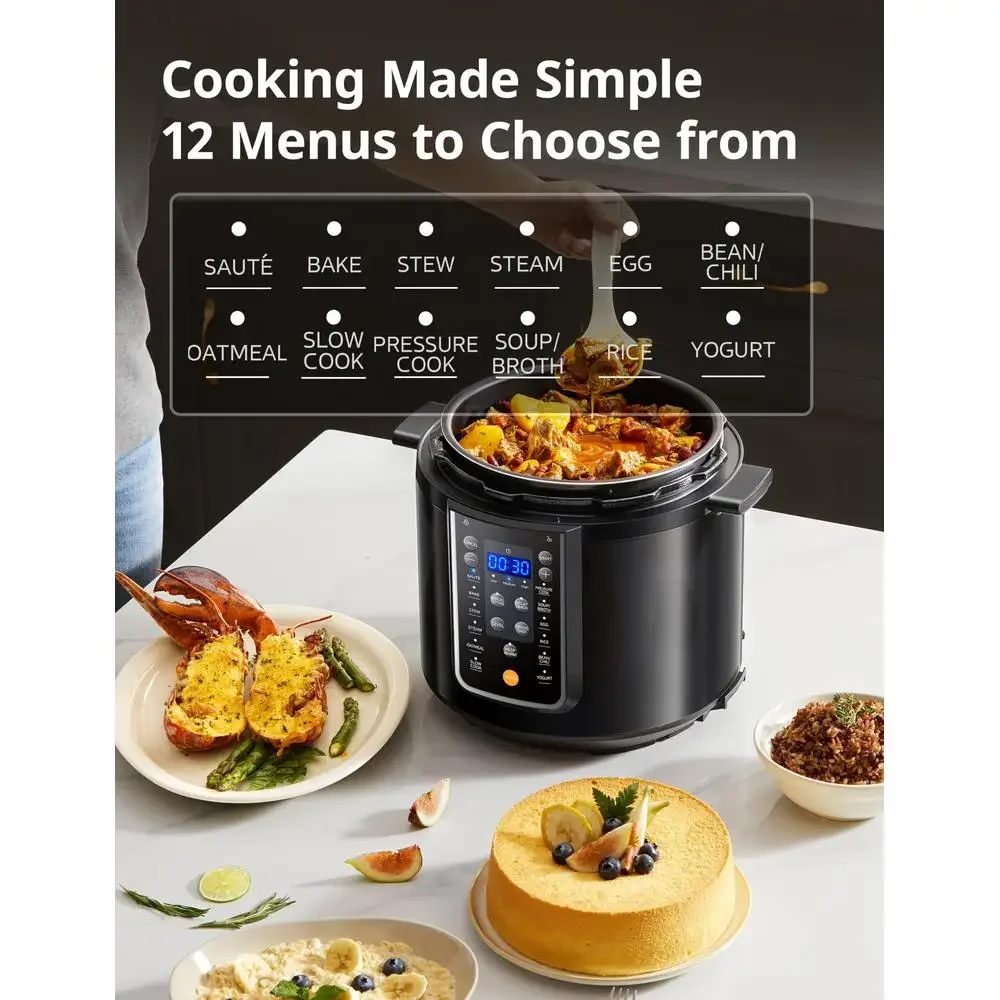 9-in-1 Electric Pressure Cooker with 14 Presets Non-Stick Multi Cooker Slow Cooker Rice Steamer Yogurt Maker Food Warmer Egg