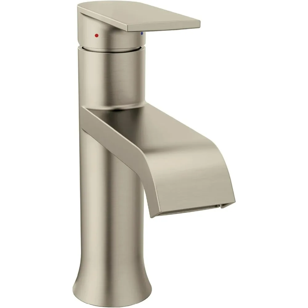 Modern Bathroom Sink Faucet with Optional Deckplate Low Arc Spout Perfect for Bath Countertop and Three-Hole or One-Hole Sinks