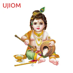 UJIOM 13cm Krishna Religious Belief Wall Stickers Personality Vinyl Decals Scratch-Proof Bedroom Living Room Wallpapers