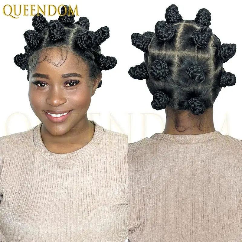 Peruca trançada de nós synthétiques africanos 360, renda frontal completa, caixa jumbo, trança de cornrow para mulheres negras, faux locs, fácil de usar