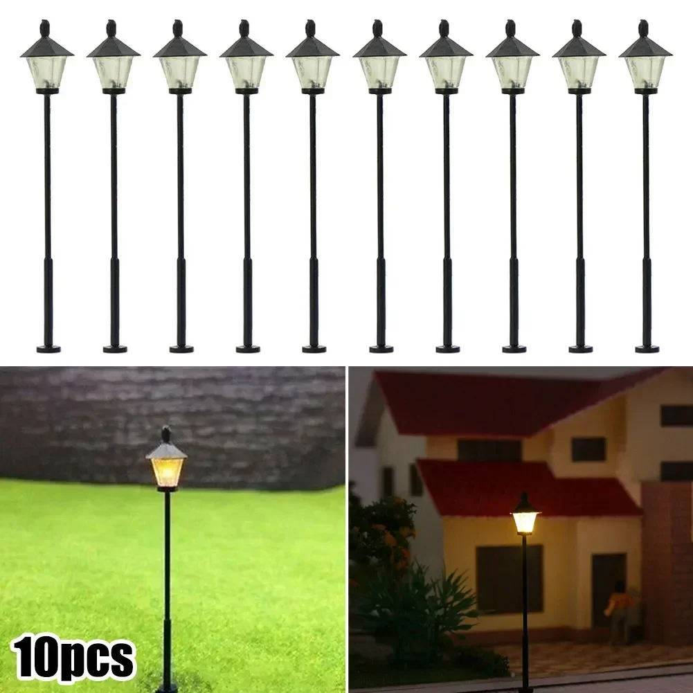 10pcs Model LED Street Lamps H0 Parking Lights 5.5cm 3-12V Parking Lights Set Garden Lamps Playground Scenery Lamps