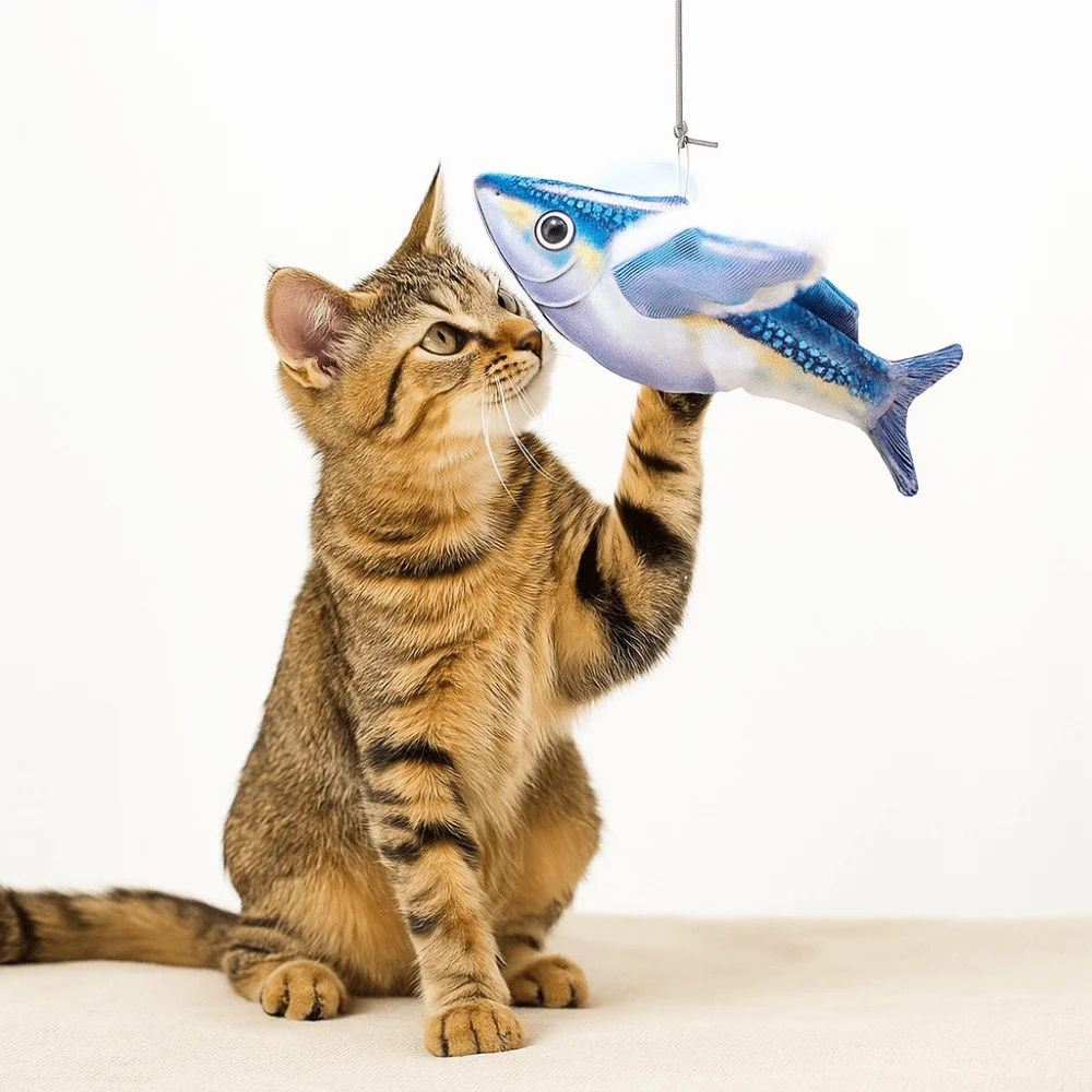 

Plush Interactive Cat Toys Fish Shaped No Flying Flapping Fish Cat Toys Colorful Detachable Electric Fish Toys Pet Products
