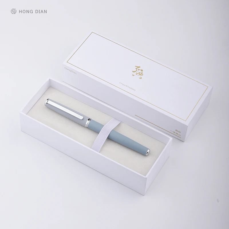 LT Hongdian 523 Metal Fountain Pen Matte Barrel Morandi Season Color Fine Nib Ink Pen Office Business Writing Gift