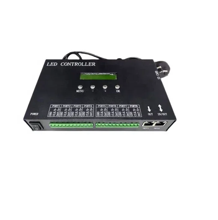 

H807SA ARTNET SD Card online offline LED BUILD Studio DMX console 8 outputs PC 2811 2812 512 RGB RGBW pixel led controller