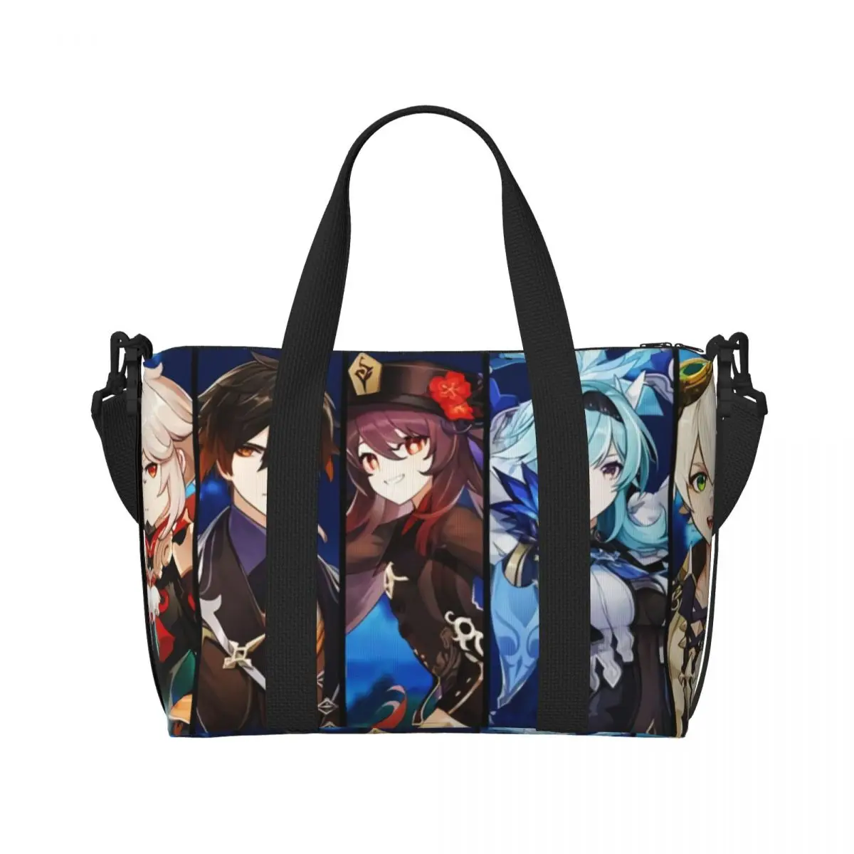 Custom Large Anime Genshins Impacts Tote Bag Women Manga Kawaii Shopping Shoulder Beach Gym Travel Bag