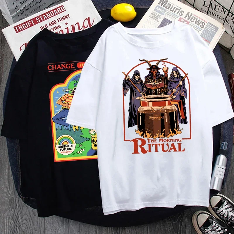 

Футболка женская оверсайз в стиле 90-х с принтом сатаны, ужаса, демона