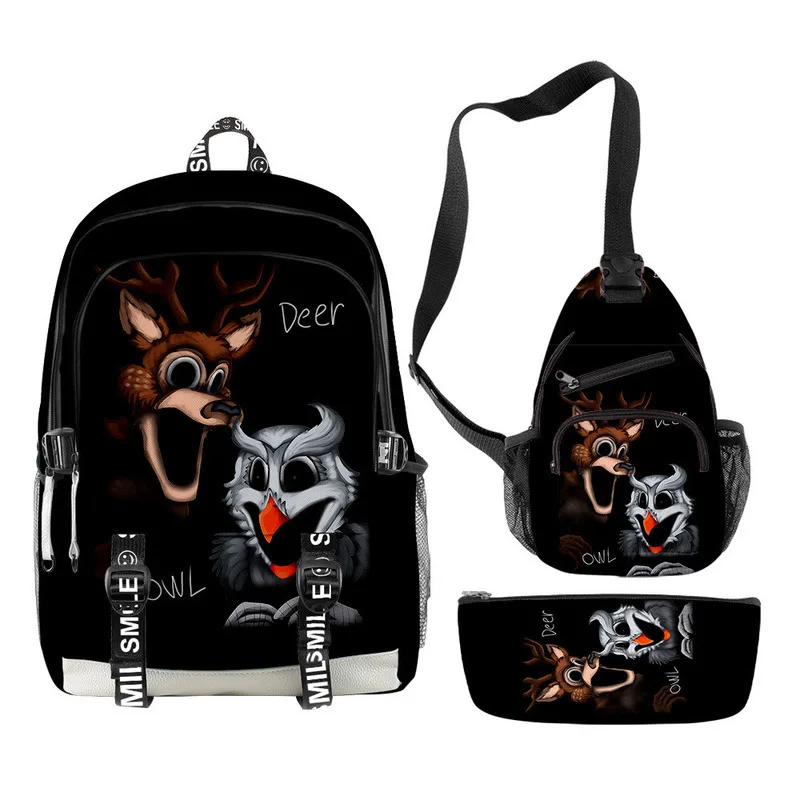 3pcs Set  99 Nights In The Forest Backpack 99 Nights In The Forest Deer Students Backpack Pencil Case Shoulder Bag Schoolbag
