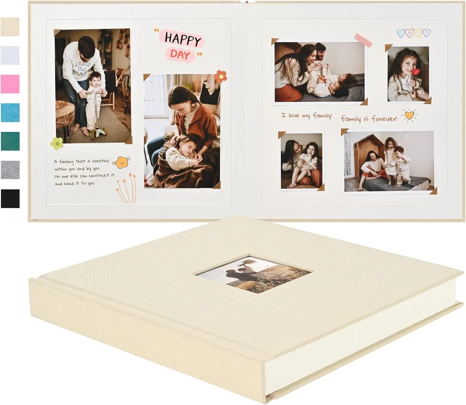 

10x10 Inch DIY Scrapbook Album, 40 Pages Linen Hardcover Kraft White Paper for Baby Wedding Family Anniversary Memories