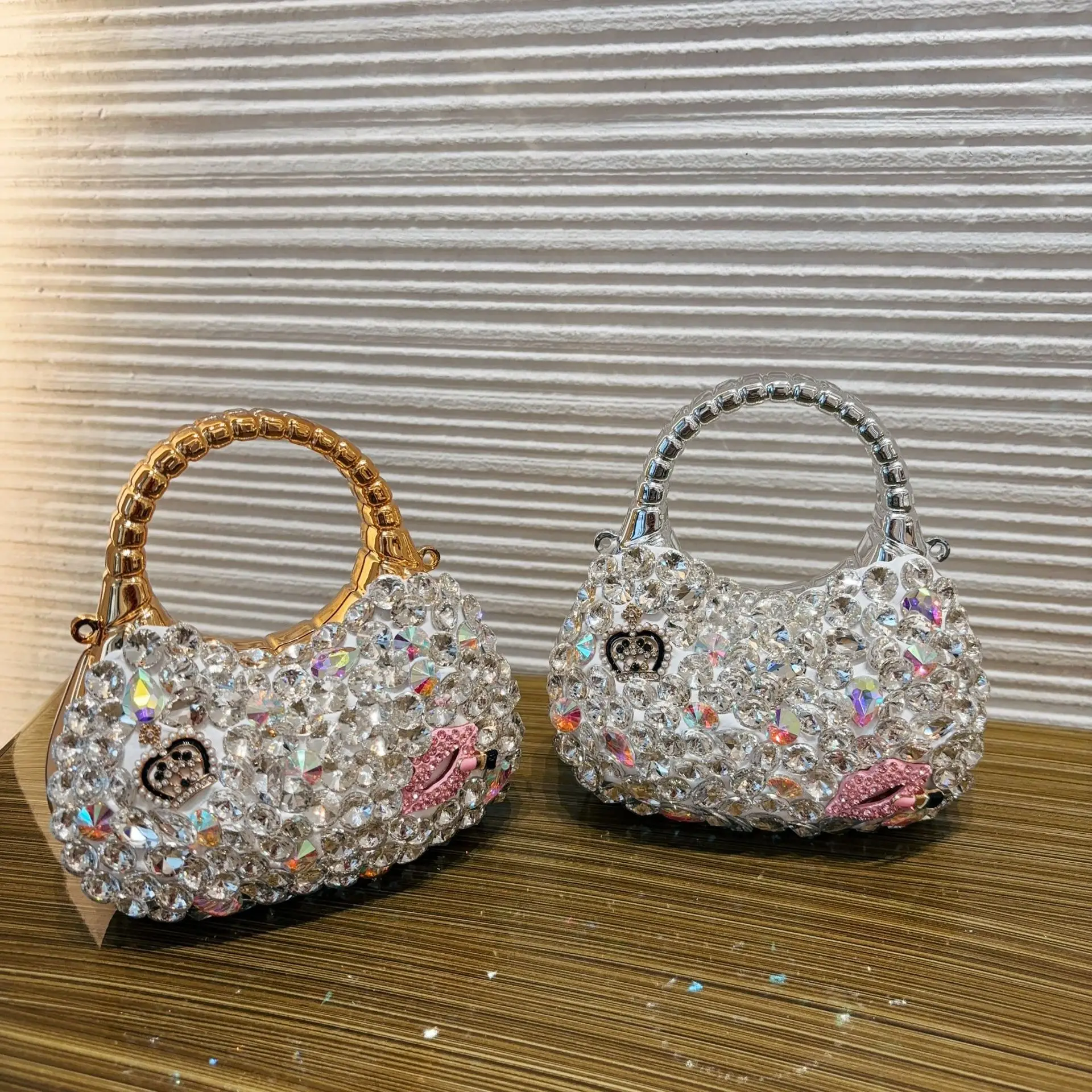 Original Designer Marken-Diamant-Acryl-Tasche Modisches Set Diamant-Schulter-Halbmond-Damen-Abendtaschen für Frauen – Detail 1