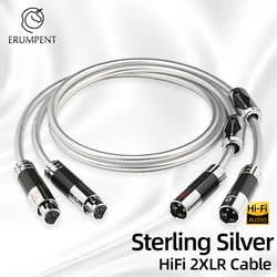 One Pair Hi-end Sterling Silver XLR Balanced Cable with Carbon Fiber Adapter XLR Plug Male to Female for Amplifier CD Microphone