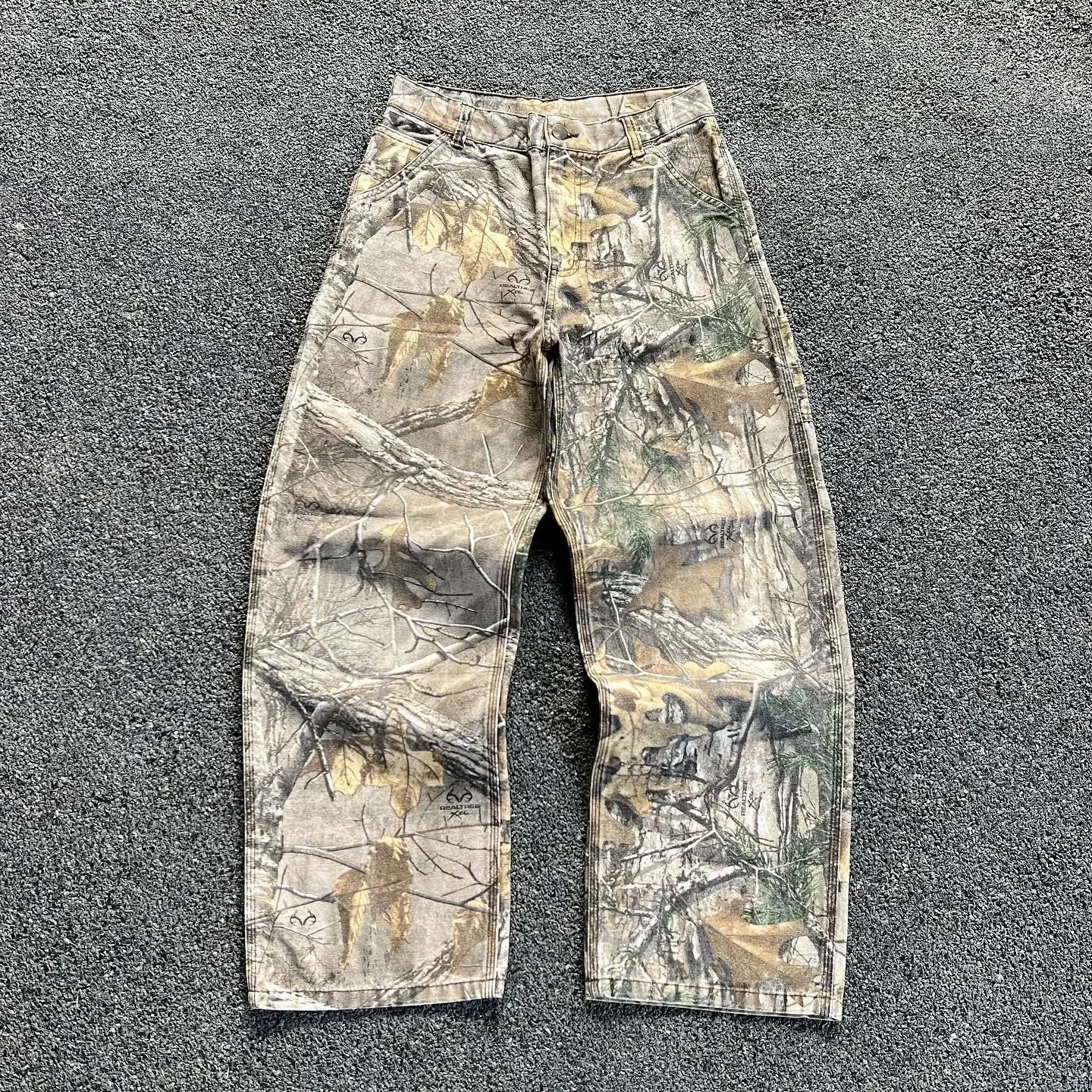 

2000s American Vintage Jeans Leaf Print Jeans Oversized Hip Hop Men Women Goth Fashion Loose Casual Pants Streetwear