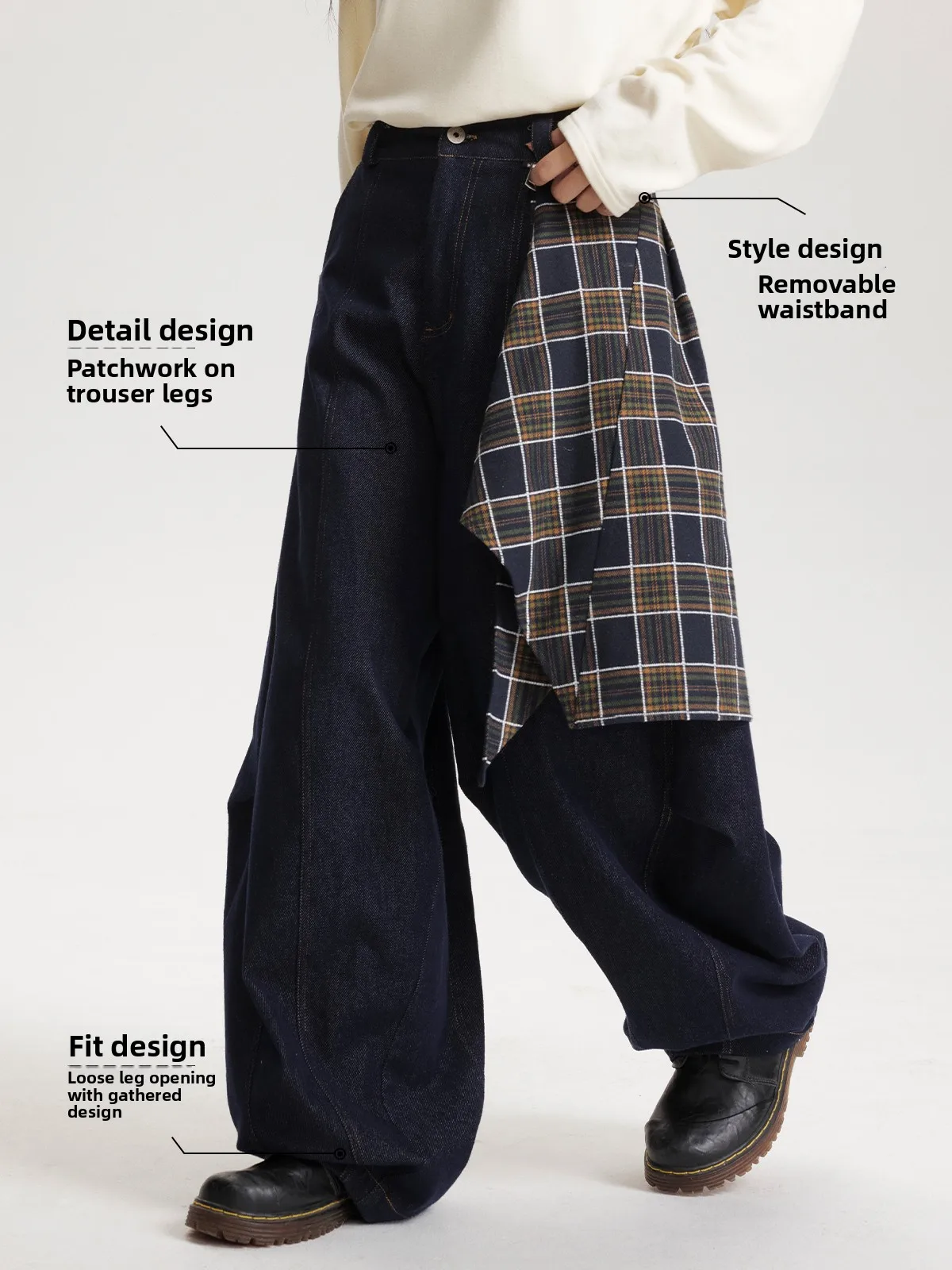 

Maood повседневные свободные джинсы со съемной застежкой-молнией и высокой талией, удобная посадка для всех сезонов, китайский бренд