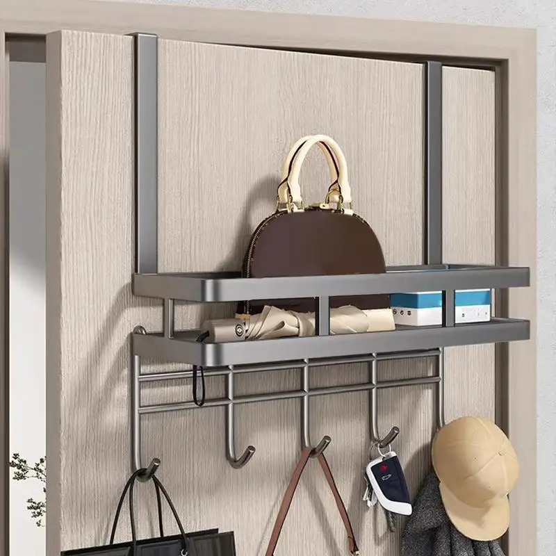 Metal Over The Door Organizer Large Capacity Storage Organizer Rack Door Hanger Hooks Sturdy Hook Rack Shelf Over The Door Hange