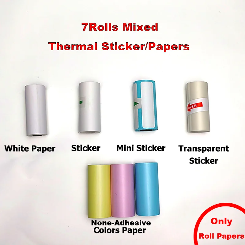 For Mini Home Printer Accessories Thermal Printer Paper White Color Sticker Blank Clear Photo Paper BPA Free Jeep 3-10 Years