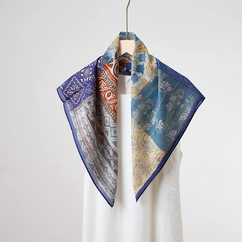 

New New Chinese Style Celebrity Style 65 * 65cm Small Square Scarf, Light and Breathable Small Scarf, High-end Silk Scarf