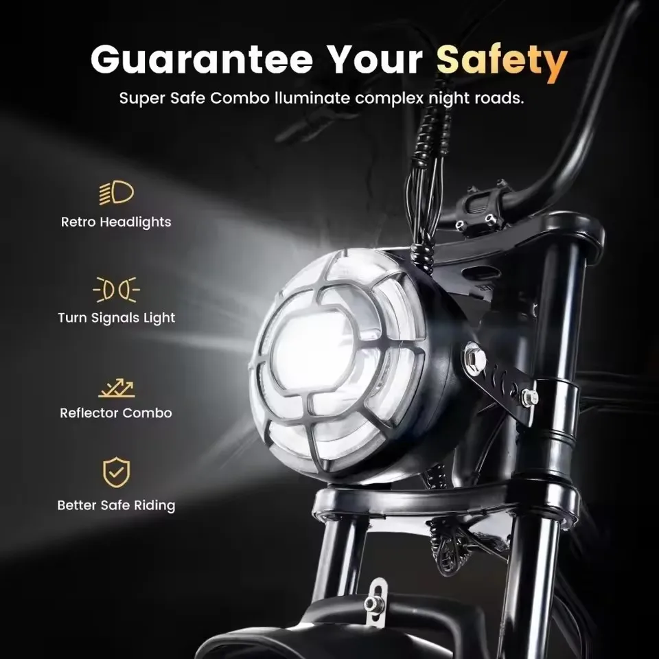 750W Electric Bike for Adults 374 4Wh Battery 20MPH 55Miles Range 20 Thick Tires Commuting Moped