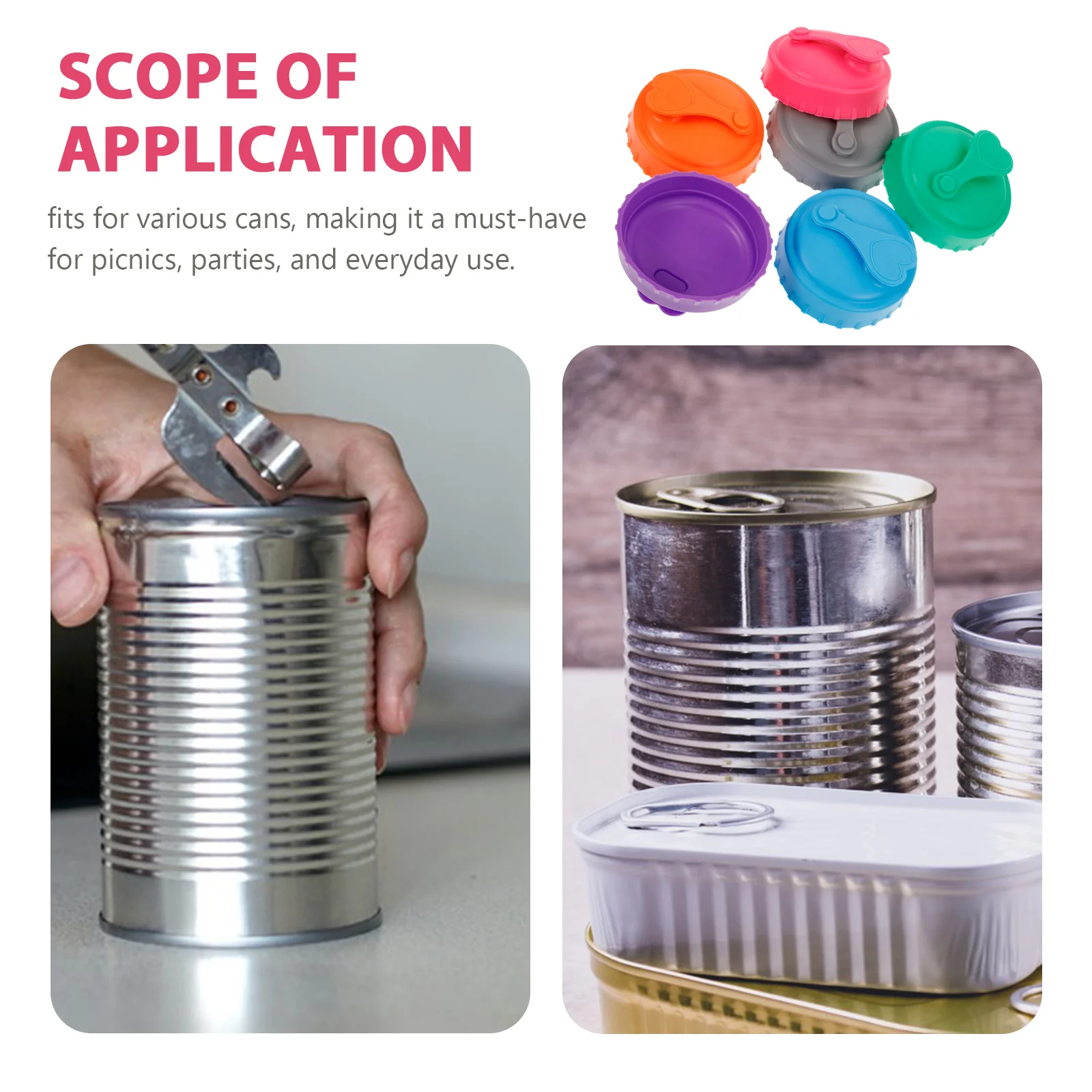 

6Pcs Silicone Can Covers Reusable Leakproof Soda Can Lids Beverage Caps for Outdoor Picnics Drink Covers Soda Savers for Cans