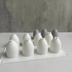 1/8-hole Egg Shaped Silicone Mold Easter Eggs Concrete Wax Candle Molds Plaster Mousse Chocolate Cake Craft Baking Tool