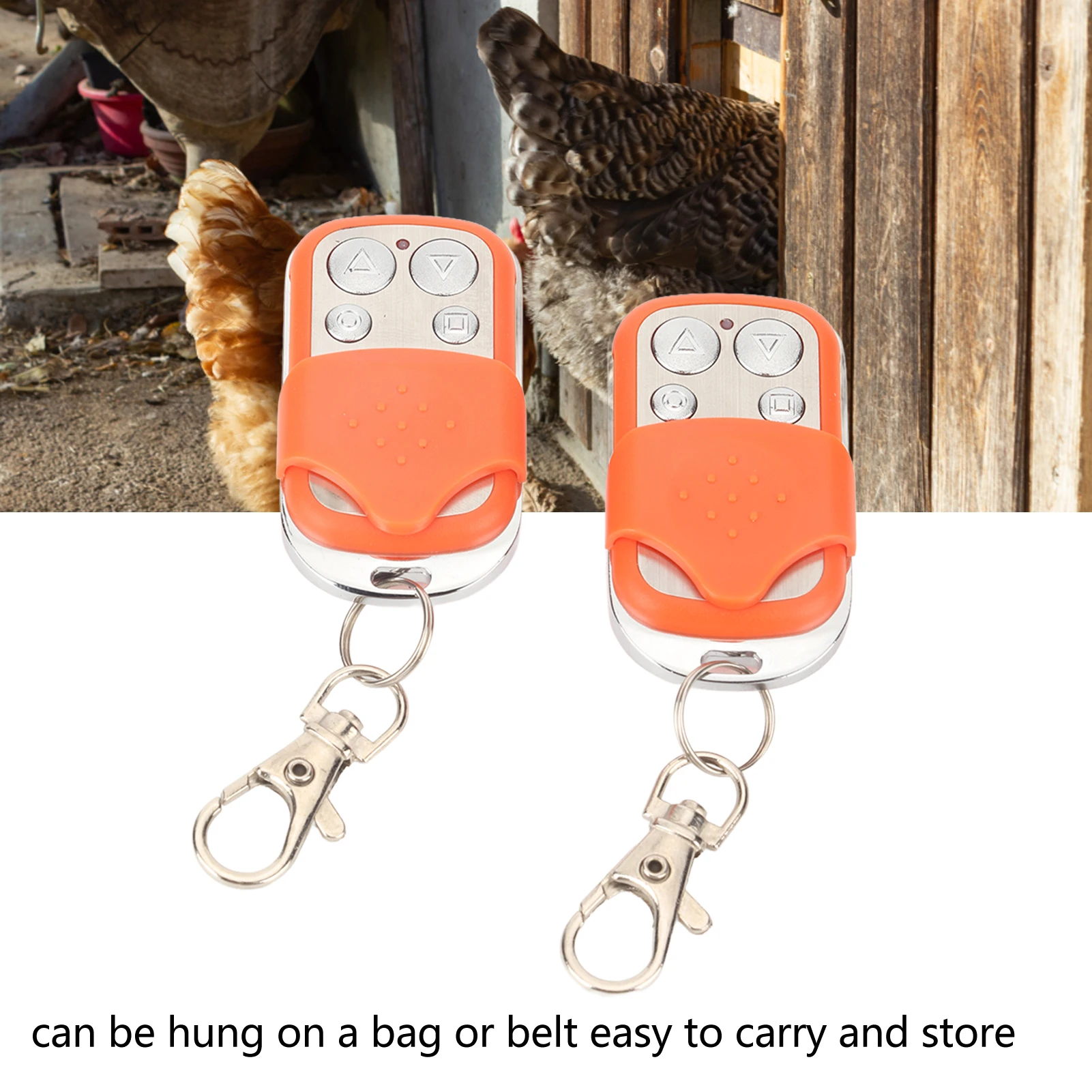 Electric Gate Remote Control ABS Zinc Alloy Keychain Sensitive 433.92MHz Convenient Door Remote Control for Chicken Coop Door