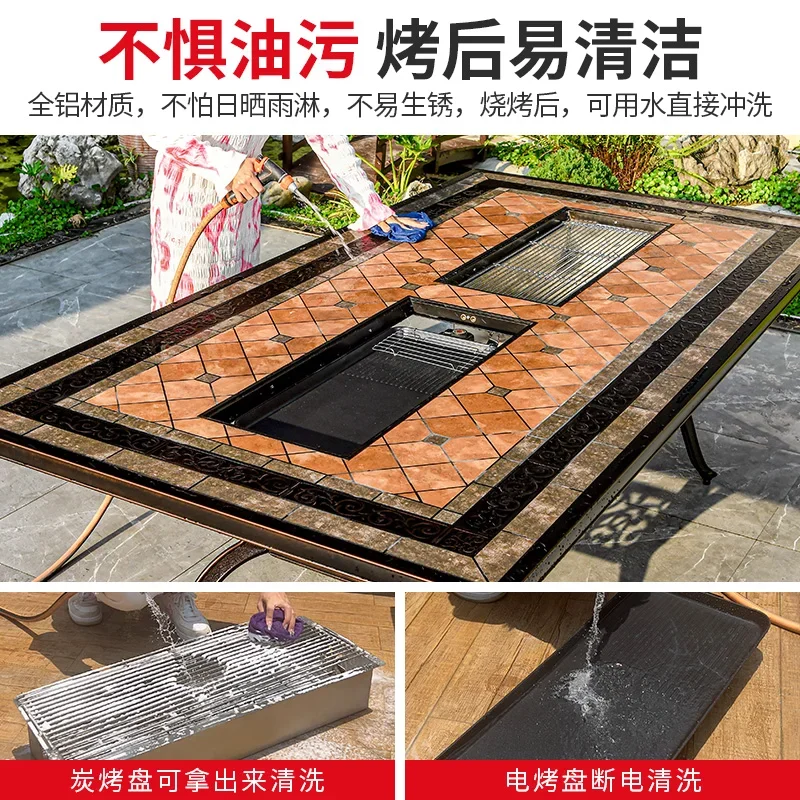

Outdoor outdoor balcony waterproof sunscreen tables and chairs garden leisure imitation ceramic tiles