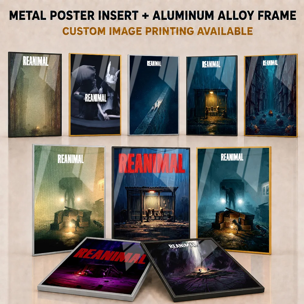 REANIMAL Framed Aluminum Metal Poster Customized Expressive Atmospheric Fear Design Wall Art For Game Room And Horror Fan Gift