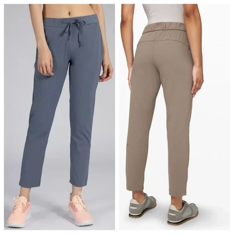 

2025 Women On The Fly Yoga Sport Pants Workout Running Leggings 4 Way Stretch Fabric with Side Pockets Outdoor Gym Trousers