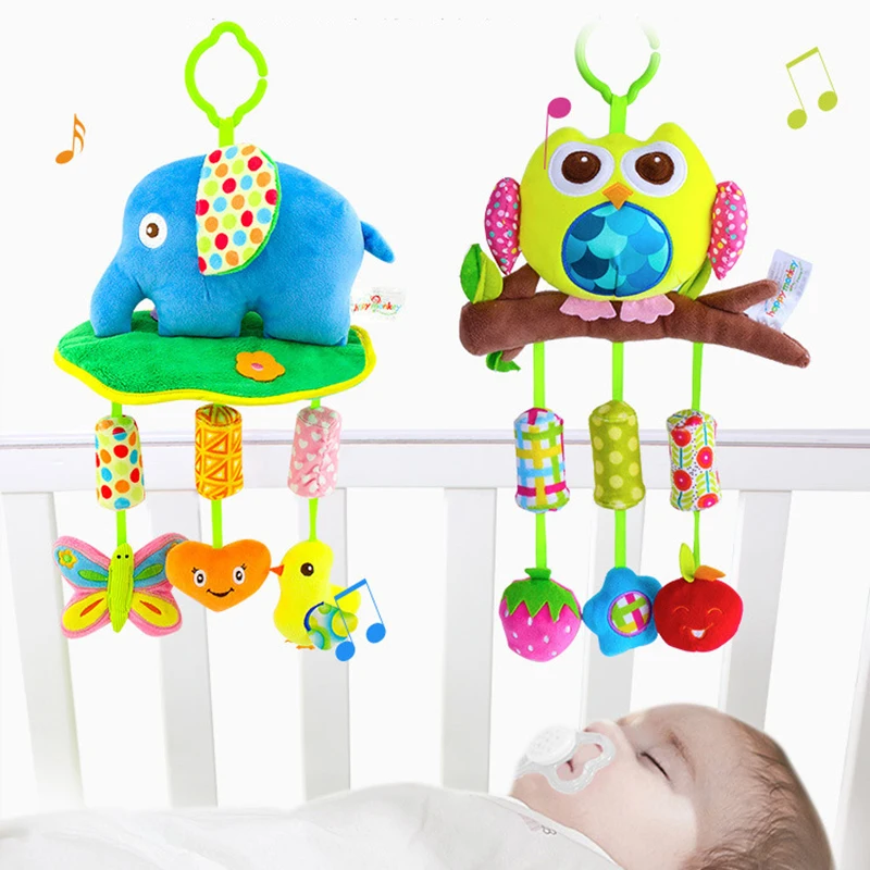 

Baby Toys for 3 6 9 12 Months Hanging Owl Rattles Stroller Mobile Elephant Fish Plush Soft Rattles for Boys Girls Christmas Gift