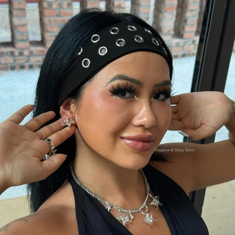 Retro Punk Hottie Riveted Hairband Y2K Hip-hop Personality Hundred Trendy Metal Hair Accessories Sweet Cool Female Hairband