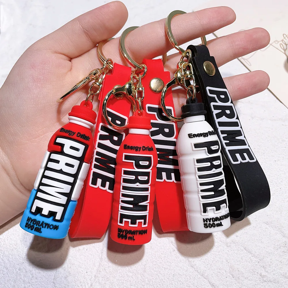 Creativity Prime Drink Model Keychain Cute Schoolbag Pendant Car Key Ornaments Keyring Accessories Jewelry Toy Gift for Friends